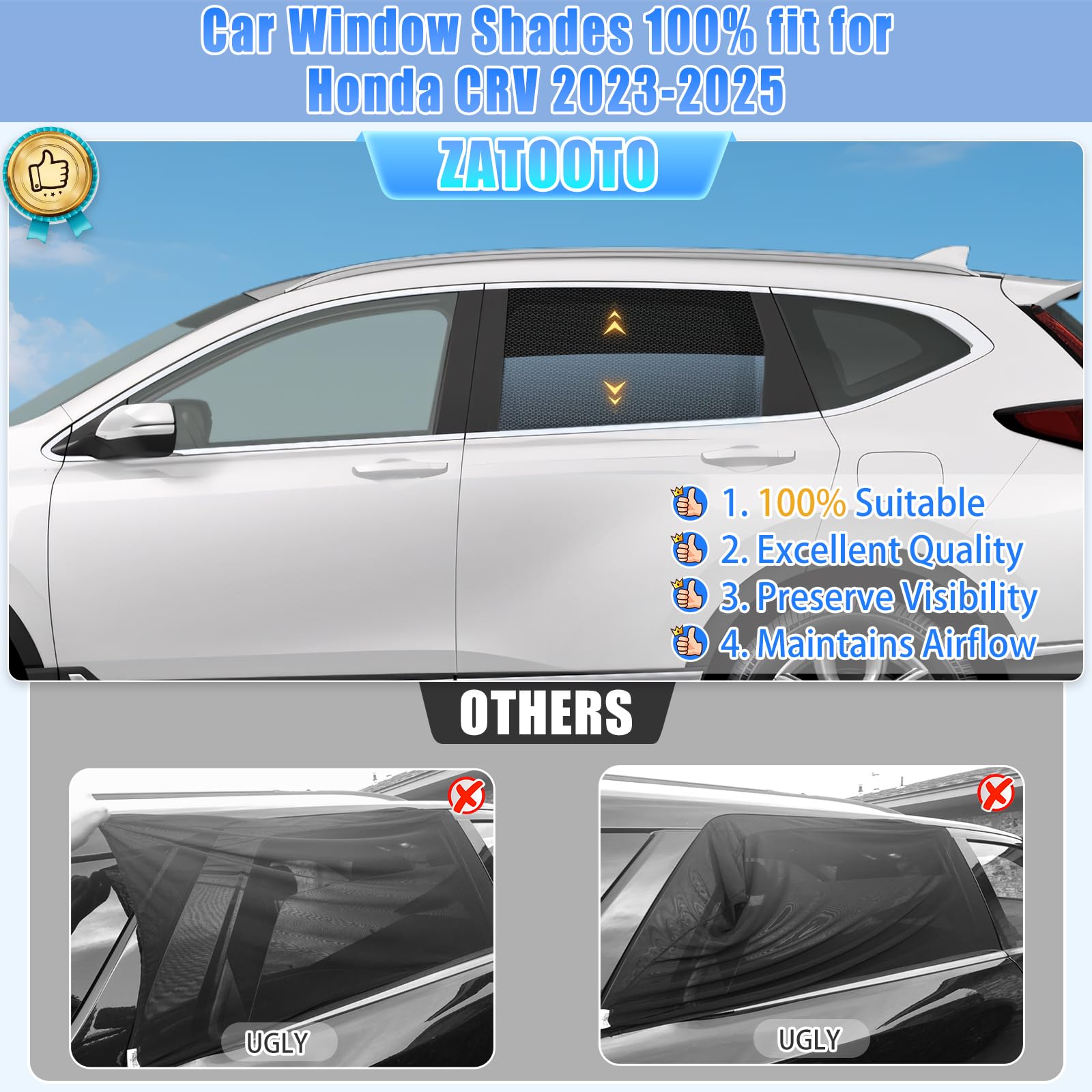 ZATOOTO installed on Honda CR-V rear window reducing glare and keeping cabin cool