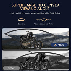 ZENTHOR convex glass reflection angle offering wider rear coverage for safety