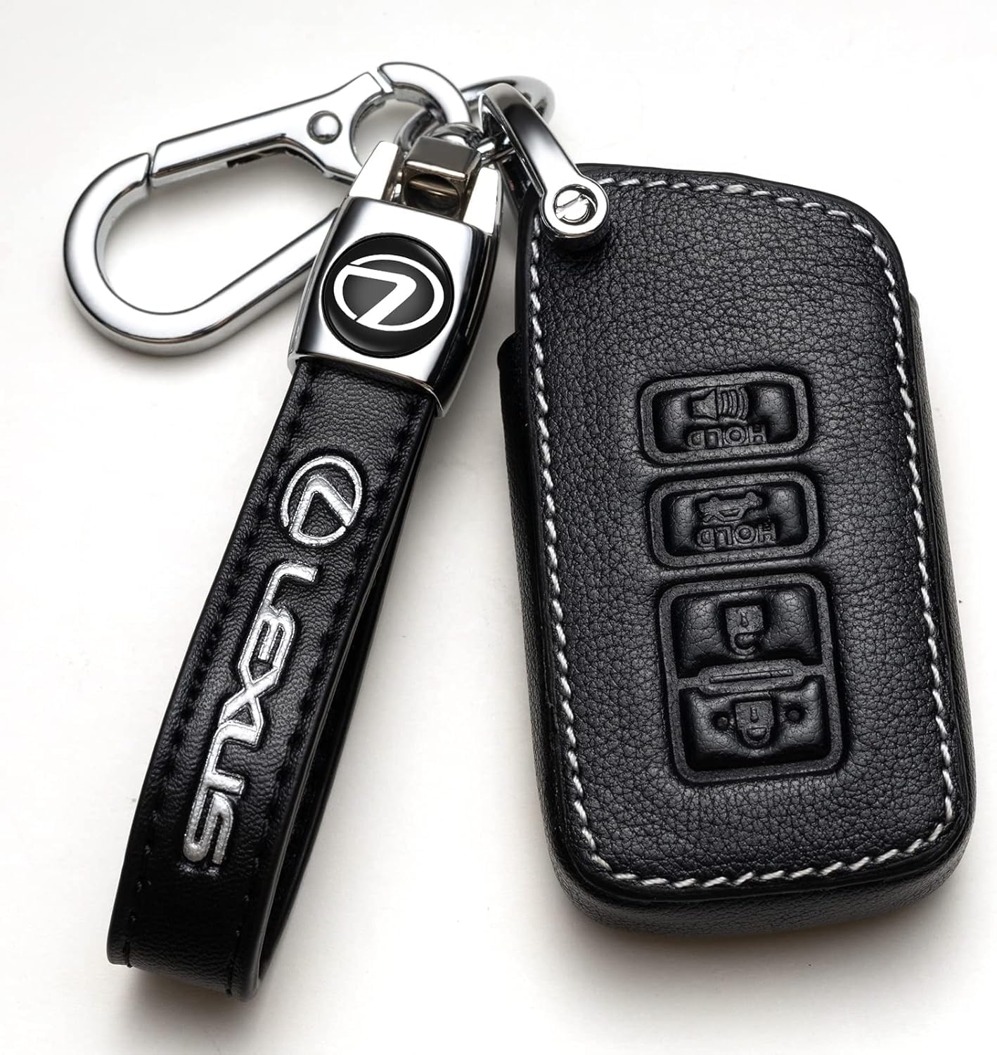 ZERAL front view showing black leather case protecting Lexus key and its benefits