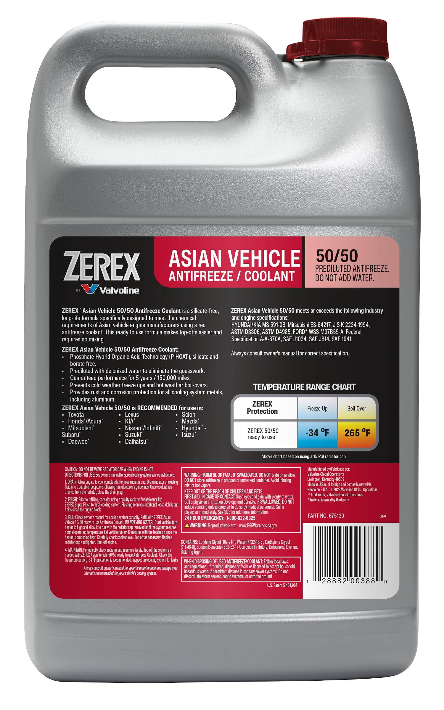 Zerex bottle pour spout demonstrating easy-ready-to-use filling