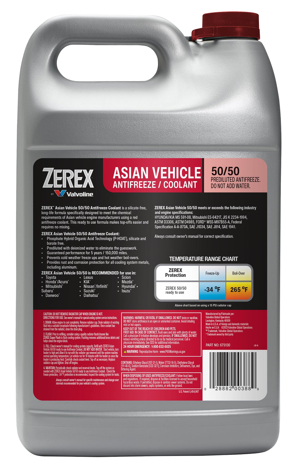 Zerex bottle pour spout demonstrating easy-ready-to-use filling