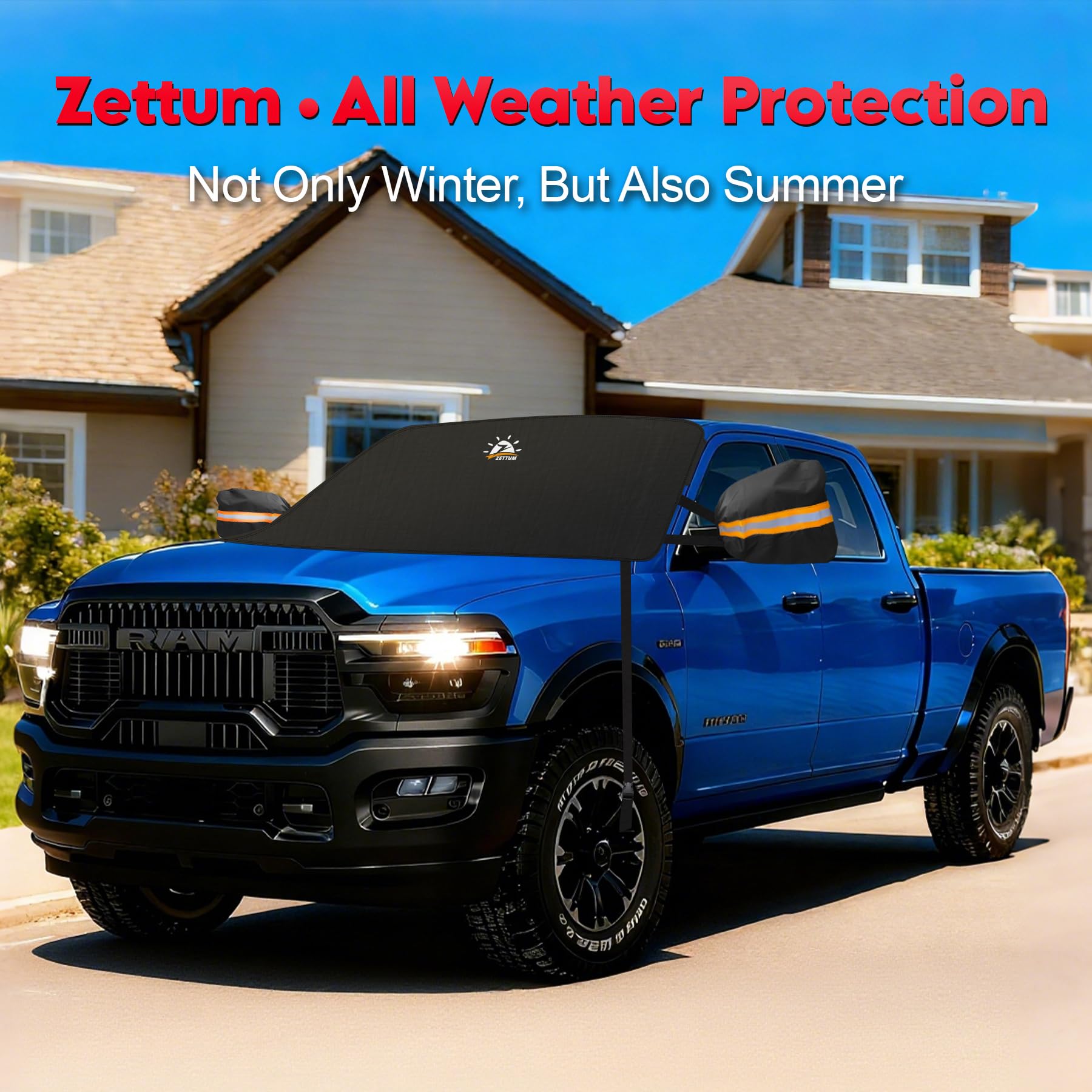 Zettum fitted on Silverado showing full windshield and mirror protection