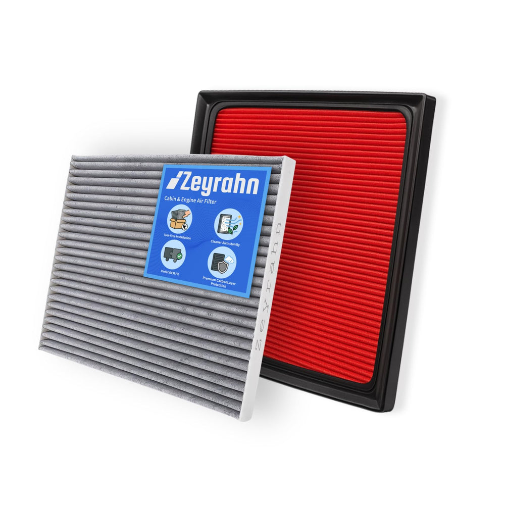 Zeyrahn front packaging showing both filters and benefits of OEM fit