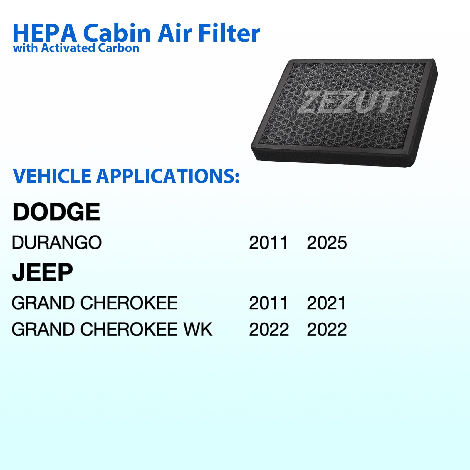ZEZUT cabin filter media close-up showing layered filtration efficiency
