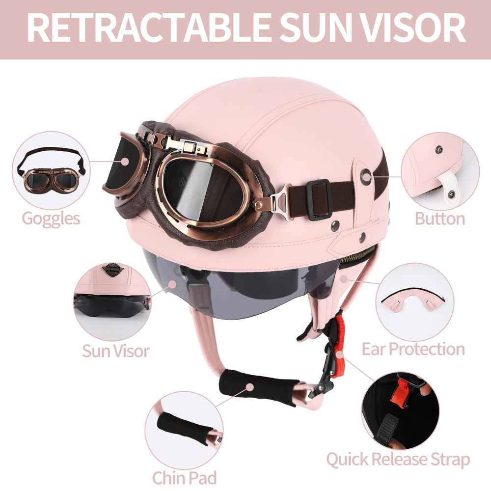 ZGMZLBBD included goggles and adjustable sun visor displayed for wind and glare protection