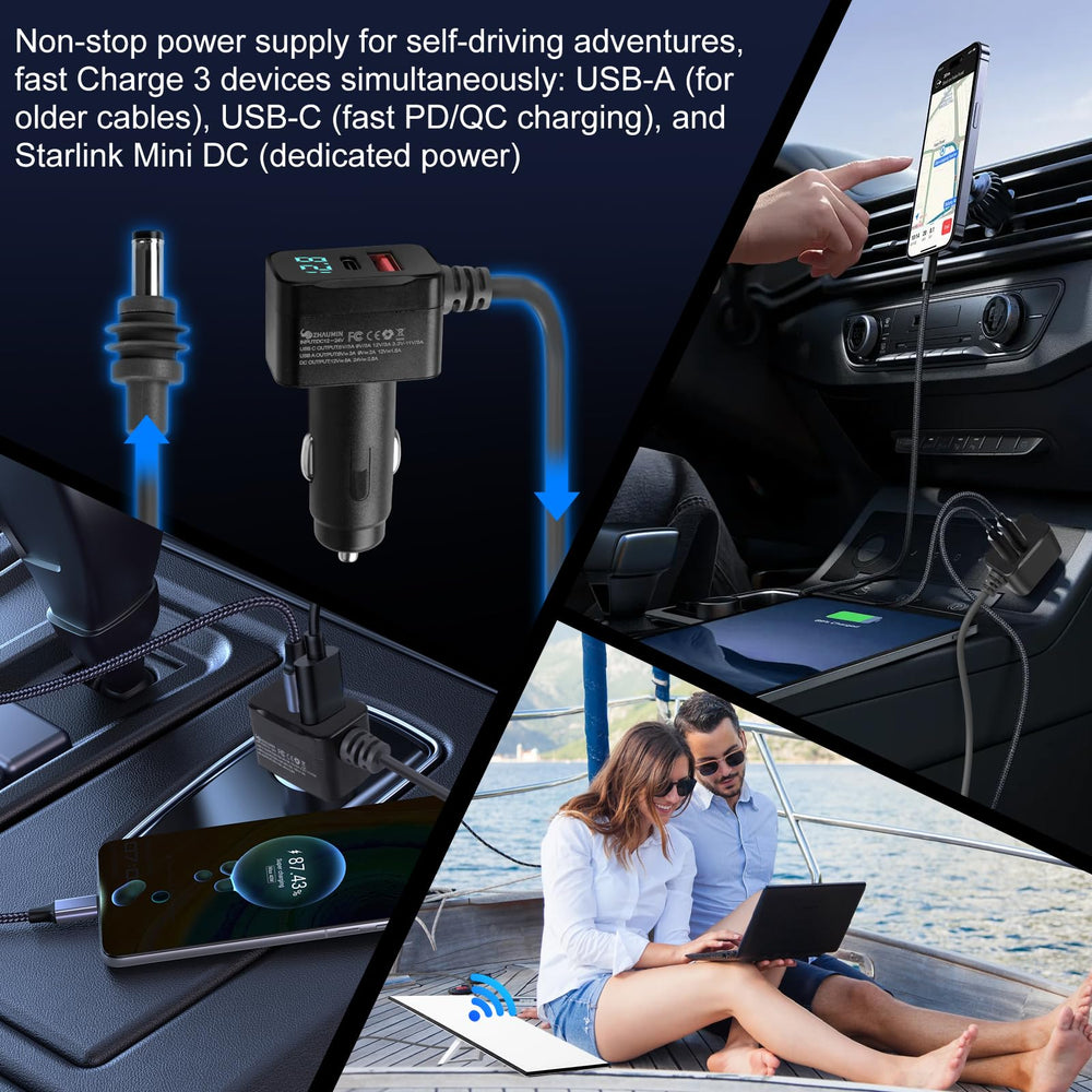Zhaumim charging ports and label view showing USB-C and USB-A benefits