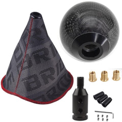 ZhengSheng front view of shift boot and round carbon fiber knob showing kit components and styling benefit