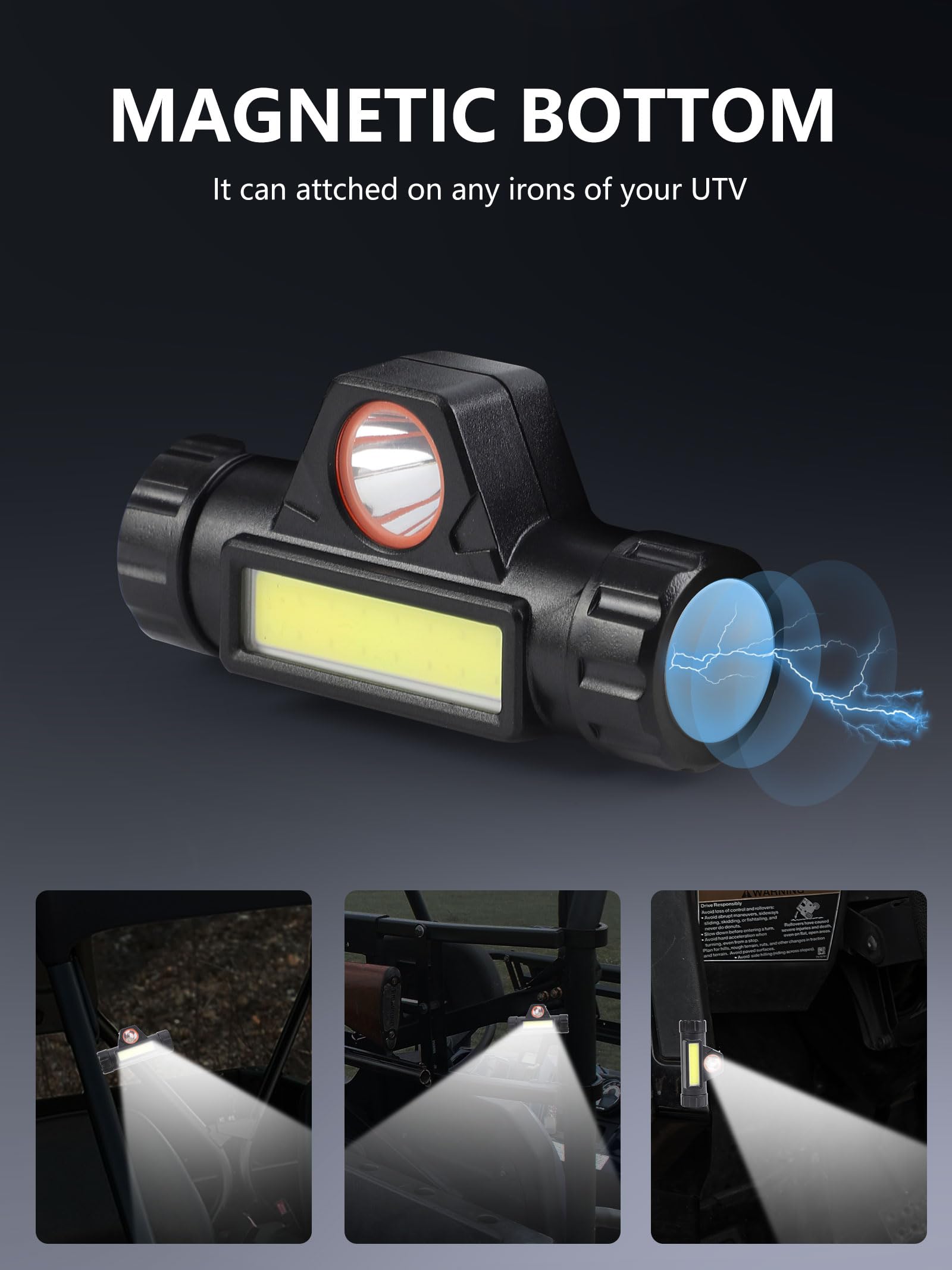 ZIDIYORUO spotlight mode at night showing focused beam for distance visibility