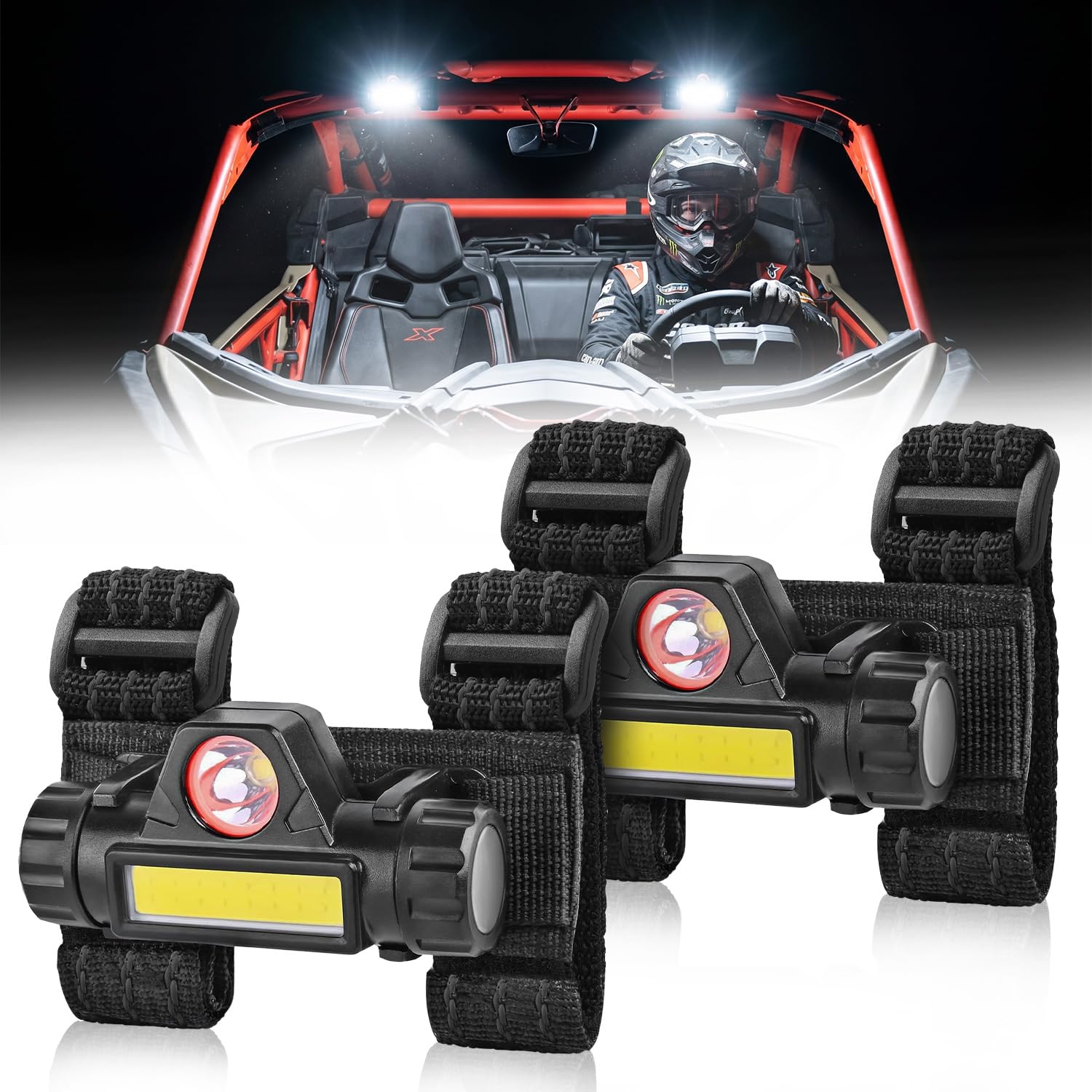ZIDIYORUO front view of two-pack dome lights showing compact portable design and benefits