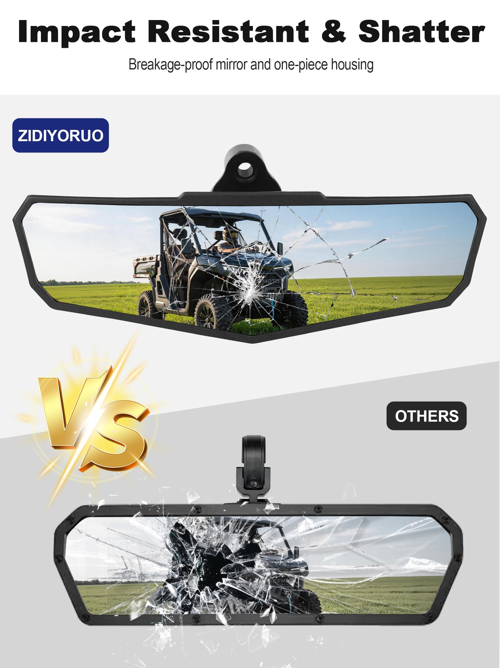 ZIDIYORUO mirror on UFORCE in off-road setting showing improved visibility benefit