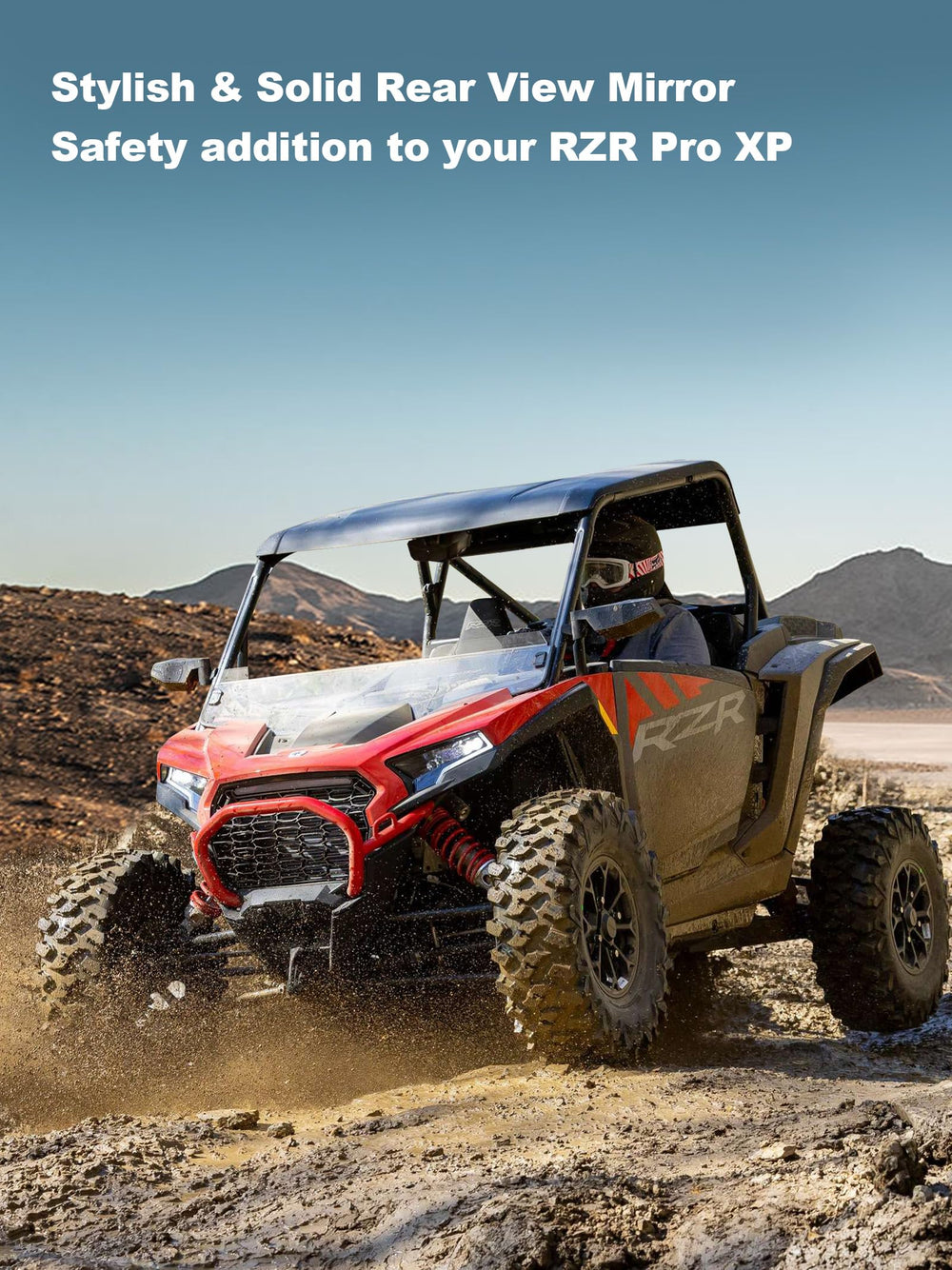 ZIDIYORUO mirror in a trail-riding scene showing improved rear monitoring benefit