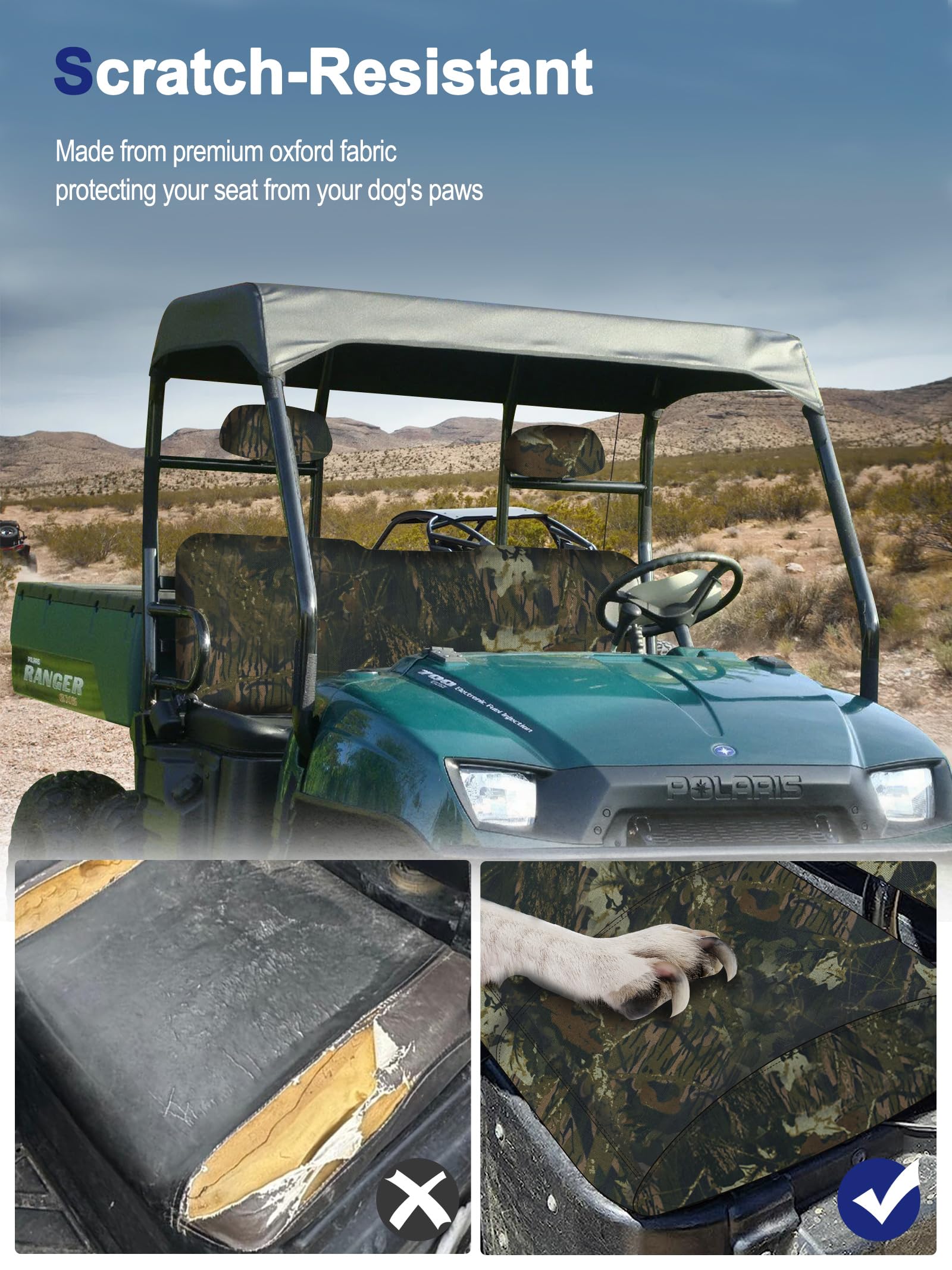 ZIDIYORUO seat covers in use on muddy trail demonstrating easy cleaning advantage