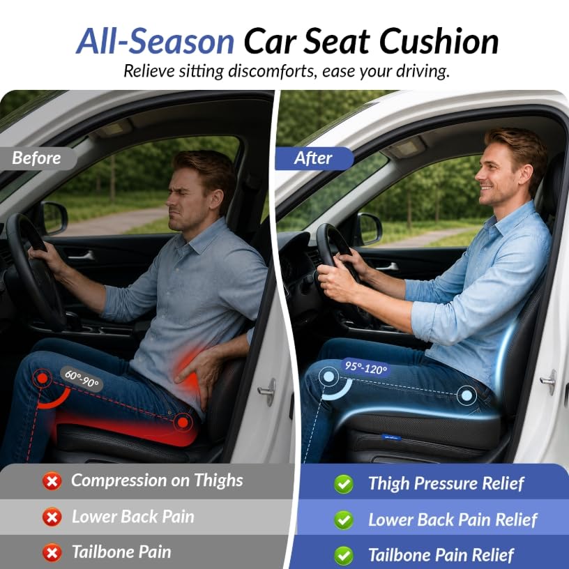 ZIKEE anti-slip bottom with buckle straps securing cushion for stable driving