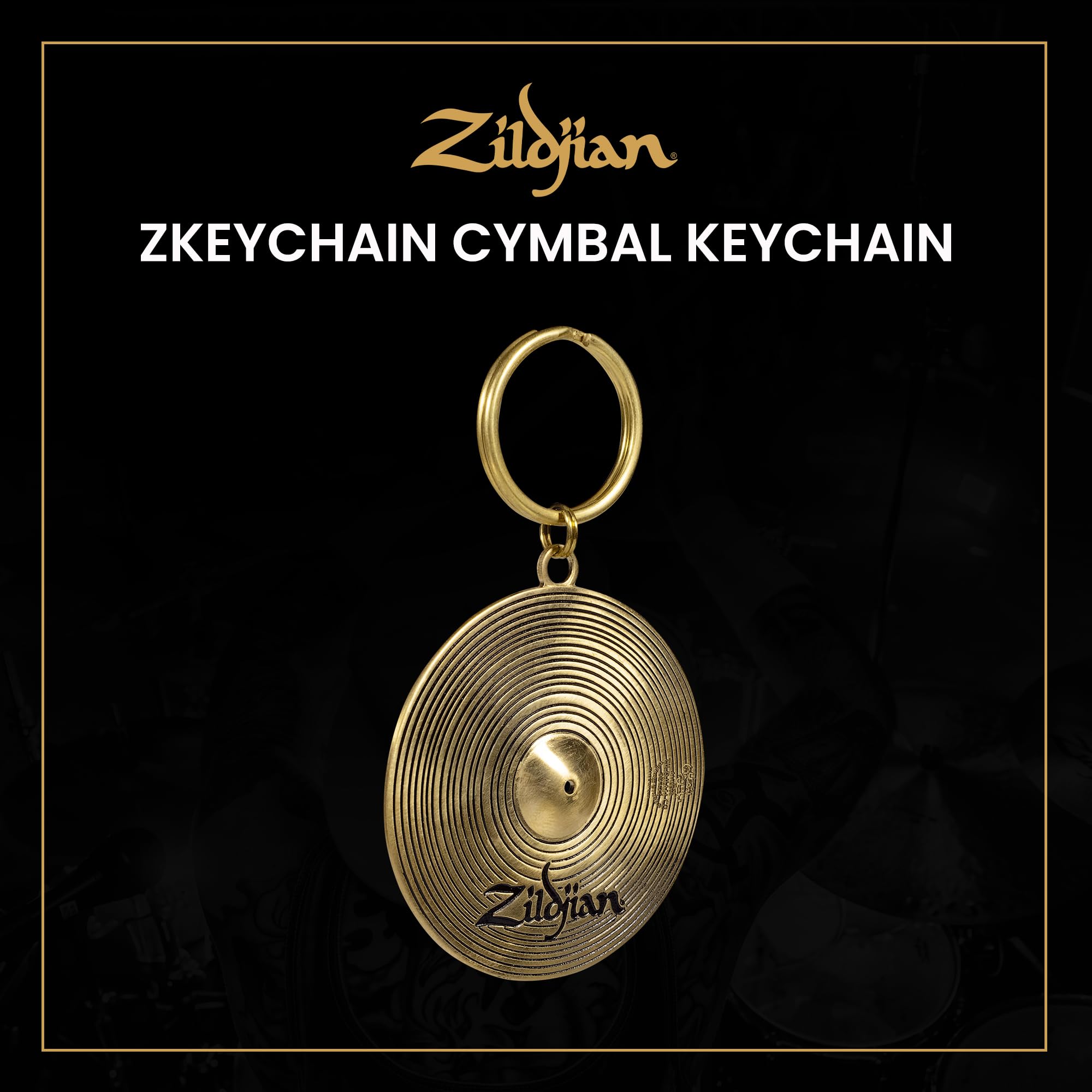 Zildjian close-up texture of brass cymbal with realistic bell detail