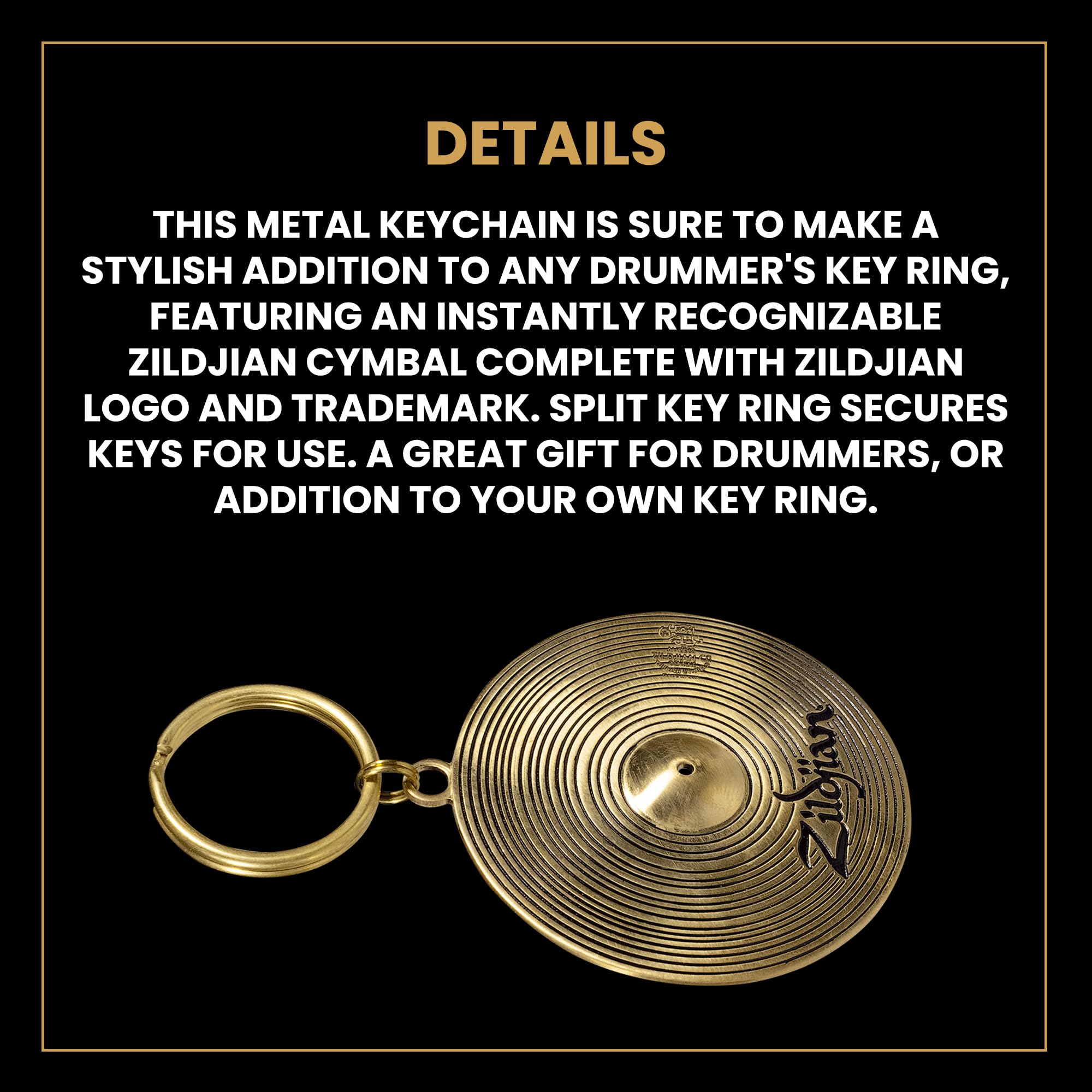 Zildjian charm clipped to a drum case zipper for quick gear identification