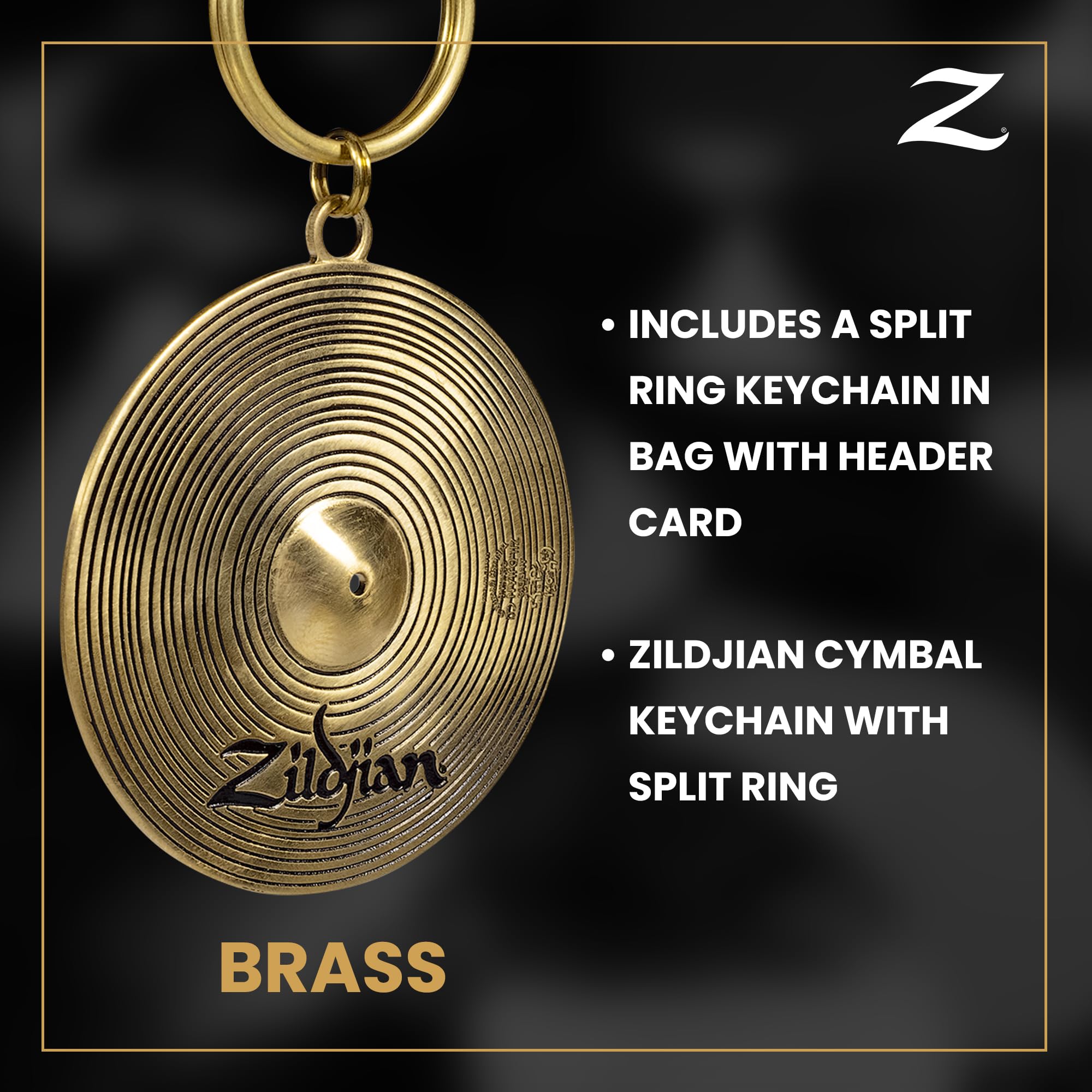 Zildjian cymbal keychain attached to a keyring for easy everyday carry