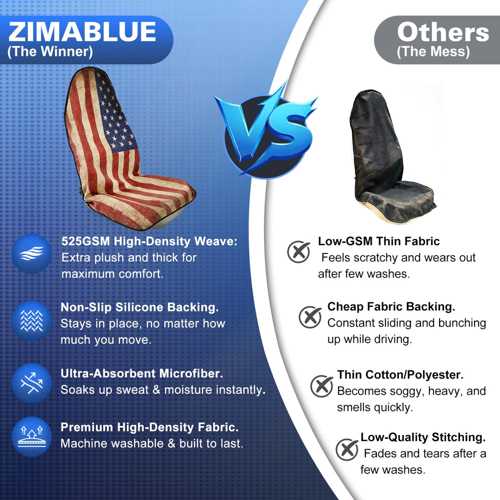 ZIMABLUE seat cover with beach gear showing sand and water resistance