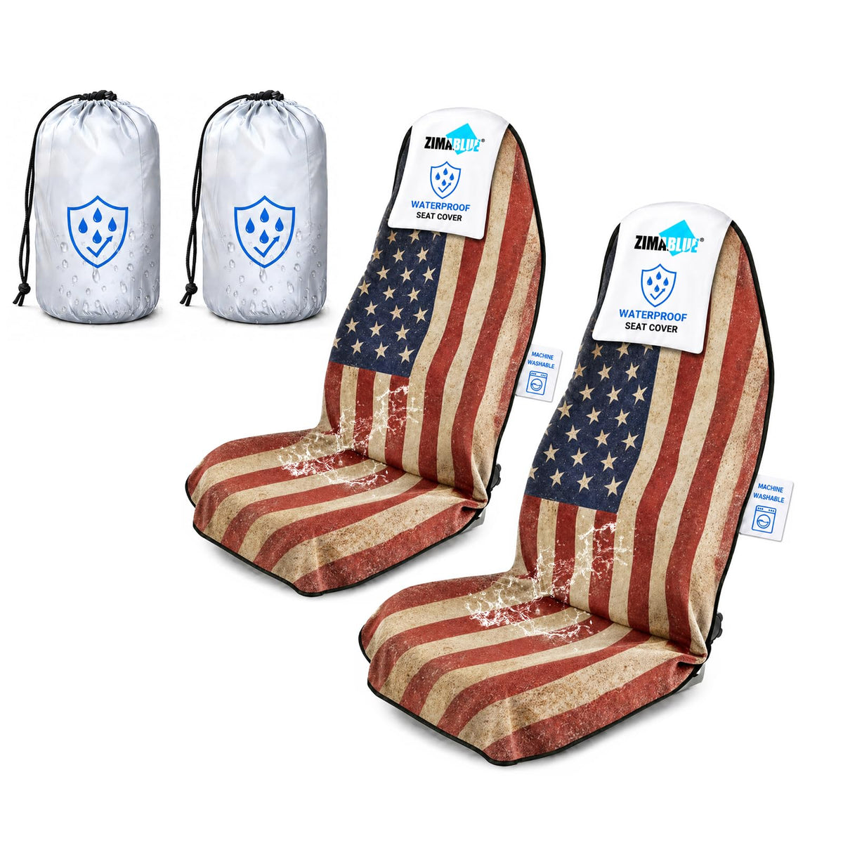 ZIMABLUE front packaging showing American Flag design and durable protection