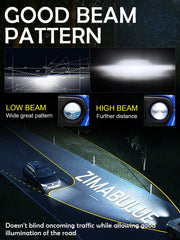 ZIMABLUE headlights installed on a Jeep Wrangler demonstrating brighter road illumination