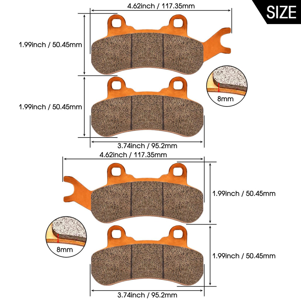 ZINGER brake pad close-up of sintered copper friction surface, enhanced bite and heat resistance