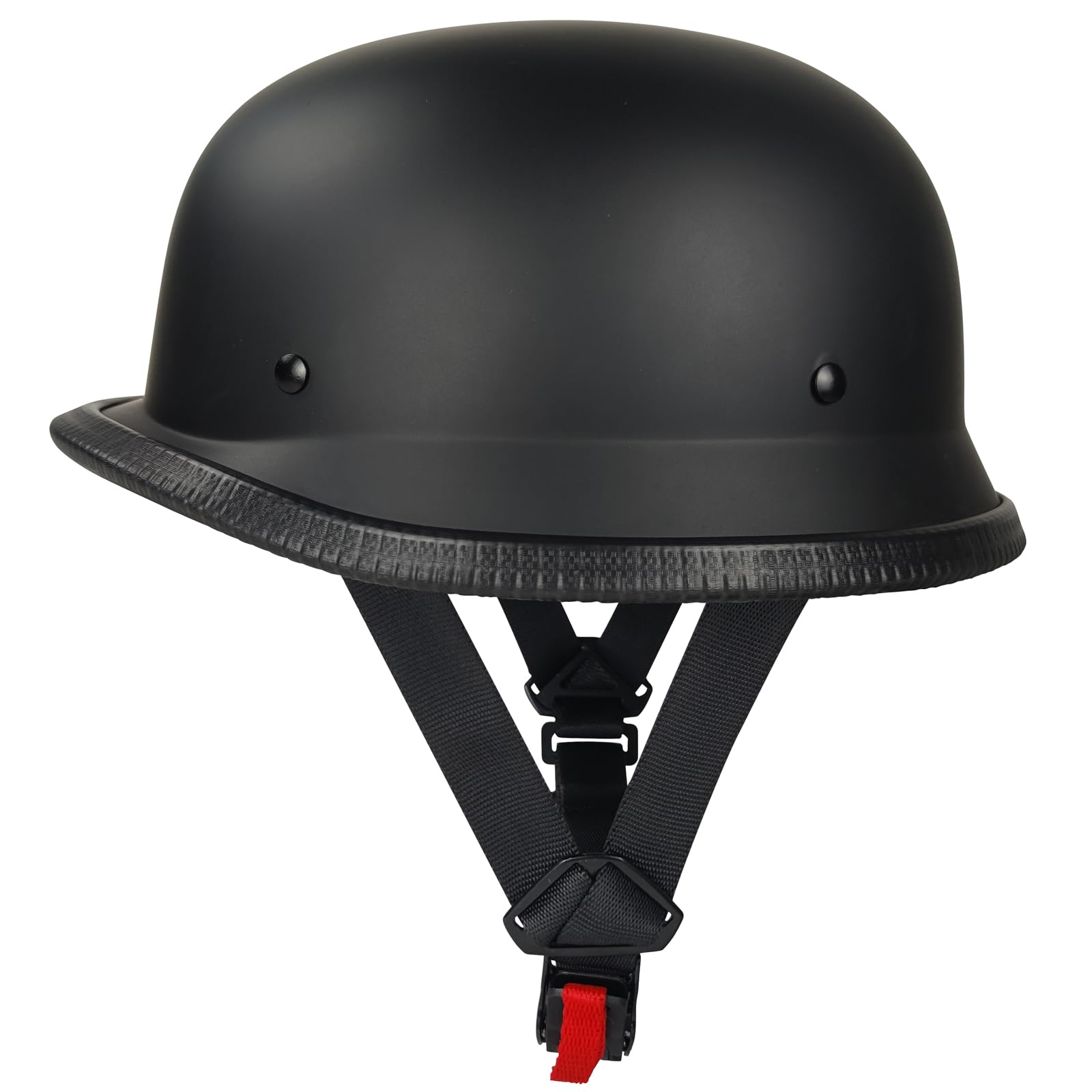 ZJHELM front view black half helmet showing retro styling and DOT compliance benefits