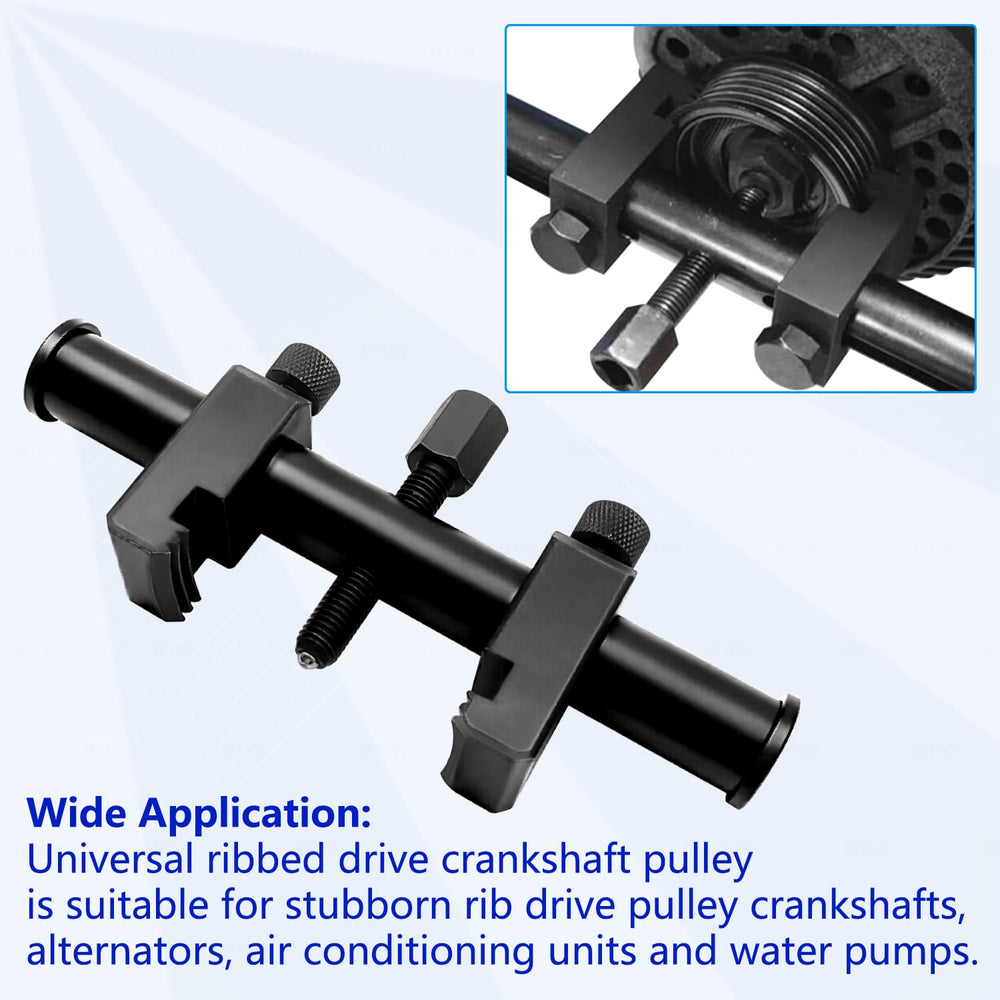ZKTOOL low-profile arm installed in tight engine bay allowing pulley removal in restricted space