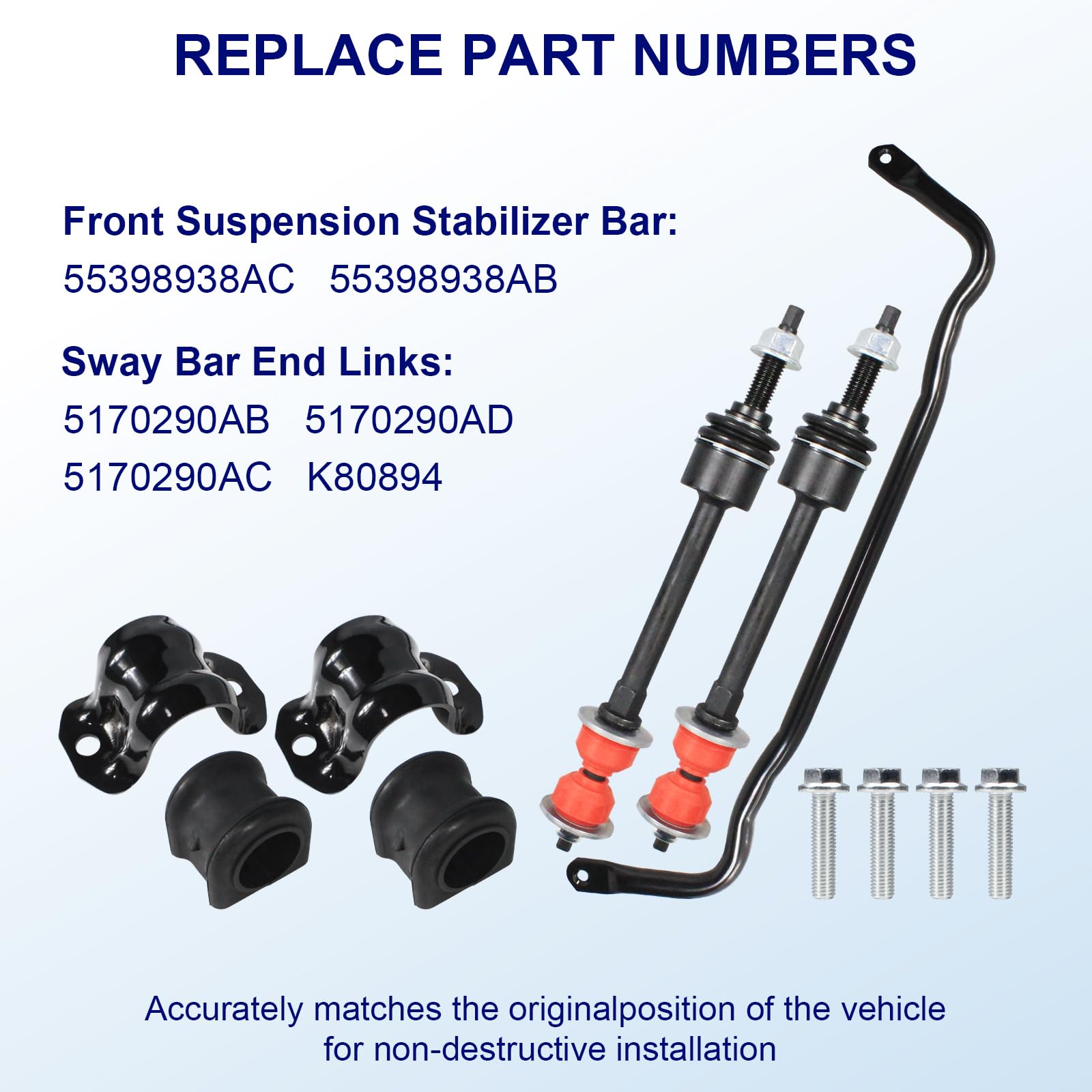 ZNB sway bar bushings and hardware kit organized for quick installation
