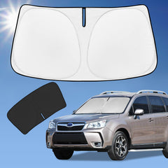 ZOIBV sun shade front view showing full windshield coverage and protection