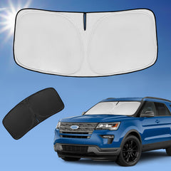 ZOIBV front view of packaged sunshade showing full windshield coverage benefit
