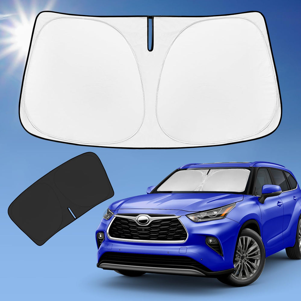 ZOIBV front view on Highlander showing full windshield coverage and instant cooling benefit