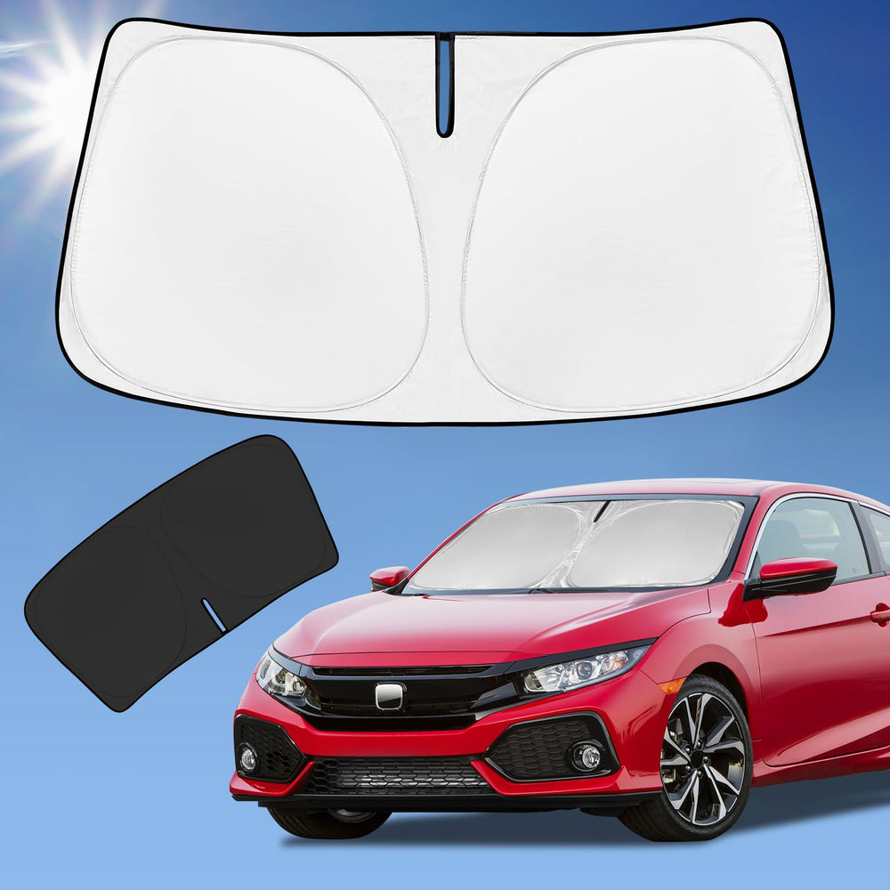 ZOIBV front view sun shade fitted on Honda Civic windshield reducing glare