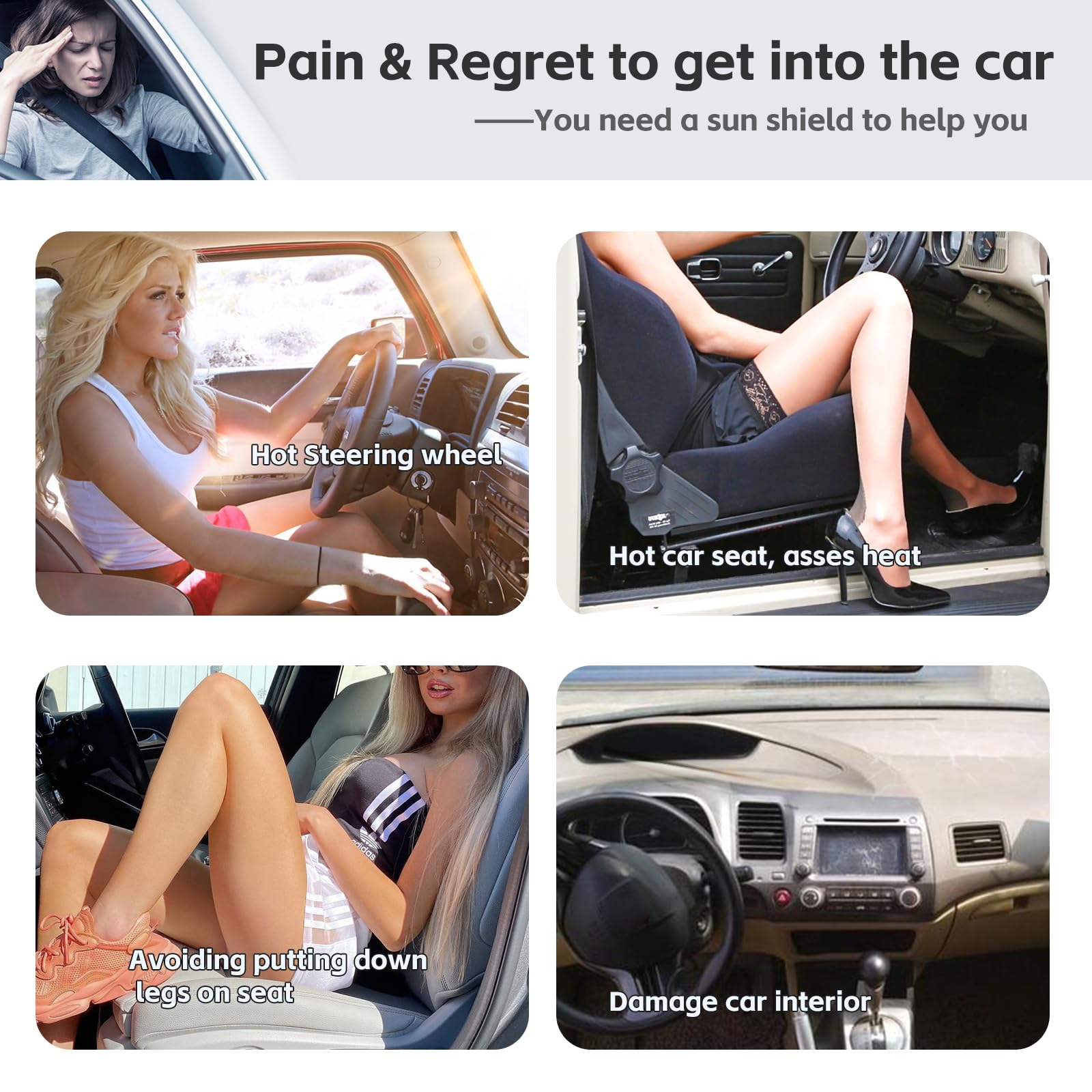 ZOIBV shade in a parked Forester protecting interior from sun and heat