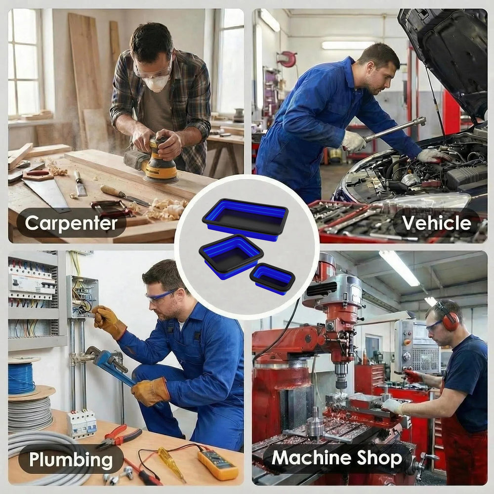 ZOLOTI large tray in use on workbench keeps bolts contained