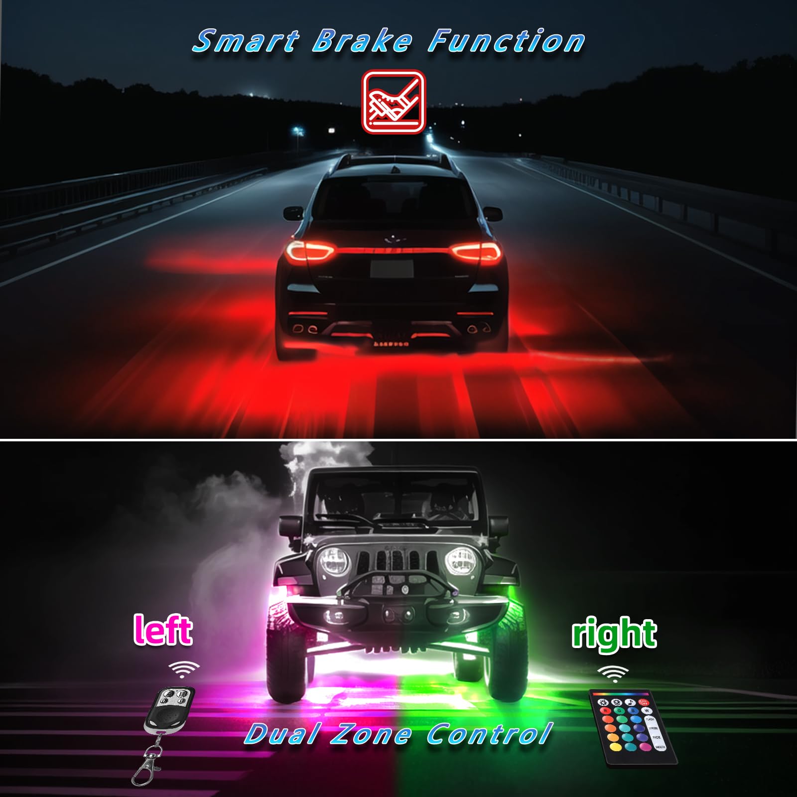 ZONECONA app on smartphone controlling colors and modes for personalized lighting