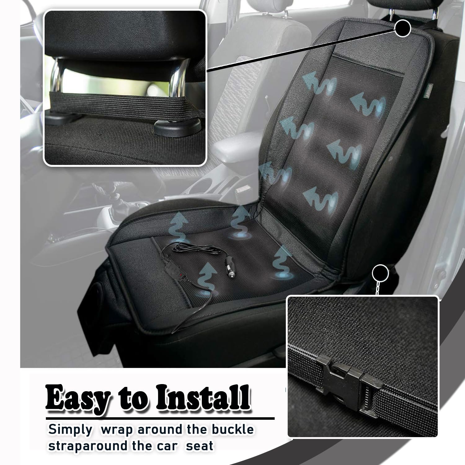 ZONETECH installed on a sedan front seat demonstrating universal fit and stability