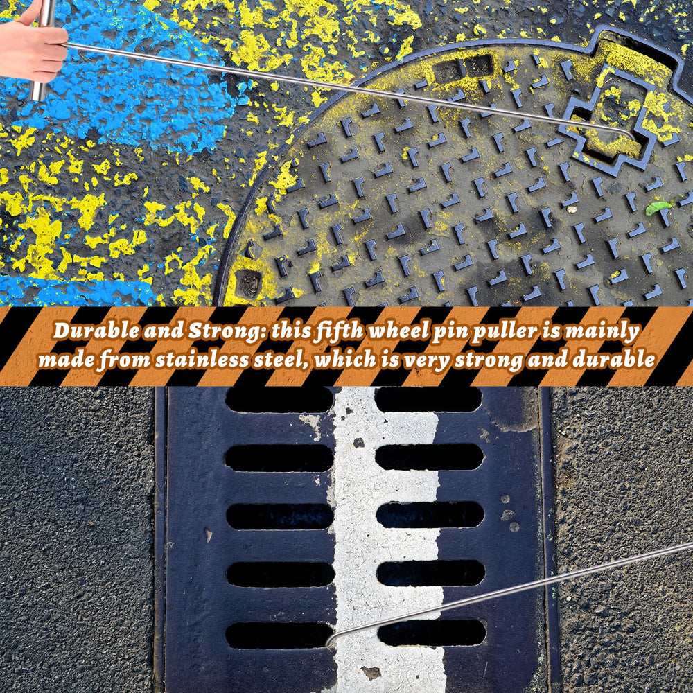 Zonon tool in use releasing a fifth-wheel lock for safer standing operation