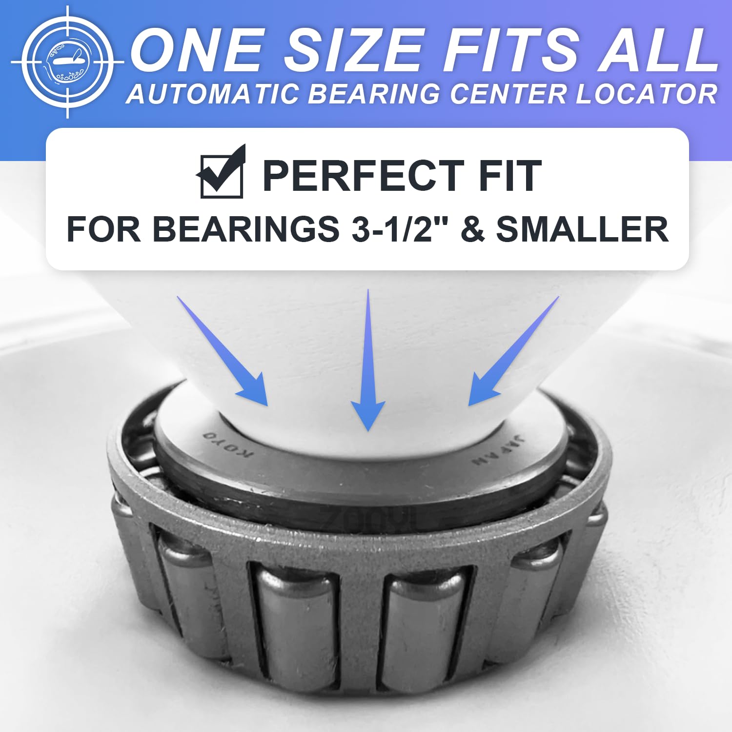ZOOYL size comparison with hands showing compatible bearings up to 3.5 inches