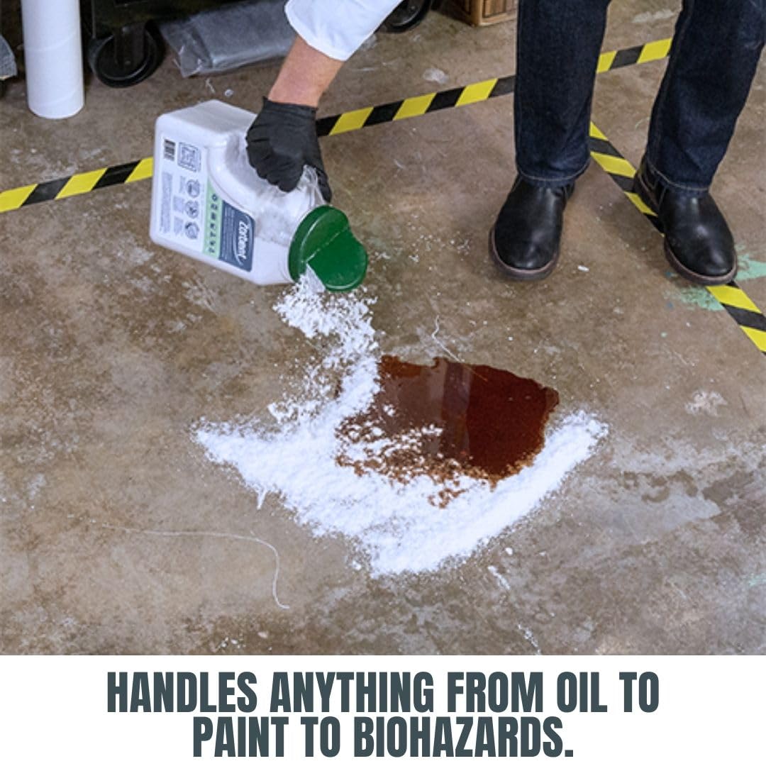 Workshop cleanup using Zorbent to restore dry, safe floors