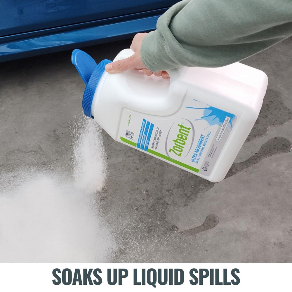 Dry swept residue after Zorbent cleanup showing clean, residue-free surface benefit
