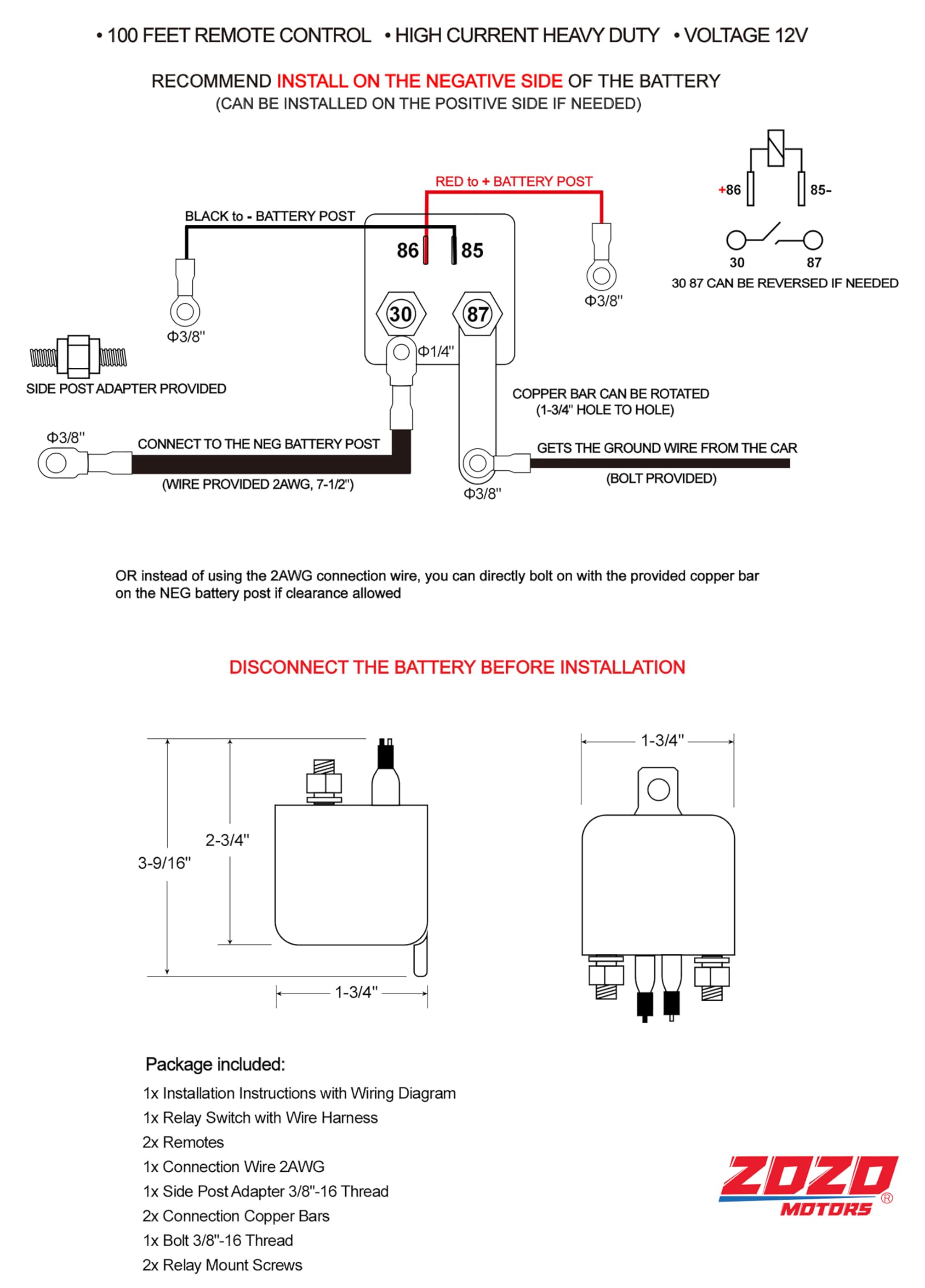 ZOZOMOTORS copper connection bars with bolts for secure, low-resistance joints