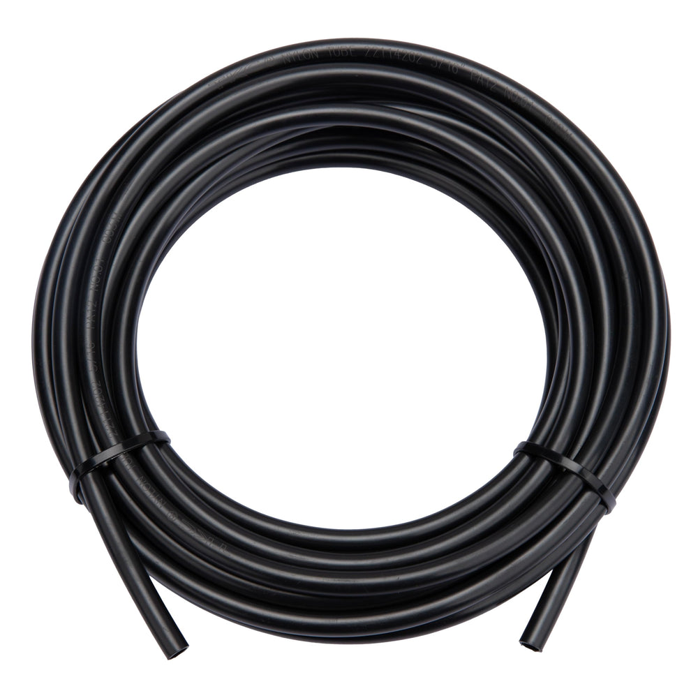 ZTTM fuel line front view showing full 25ft coil and label, compact storage benefit