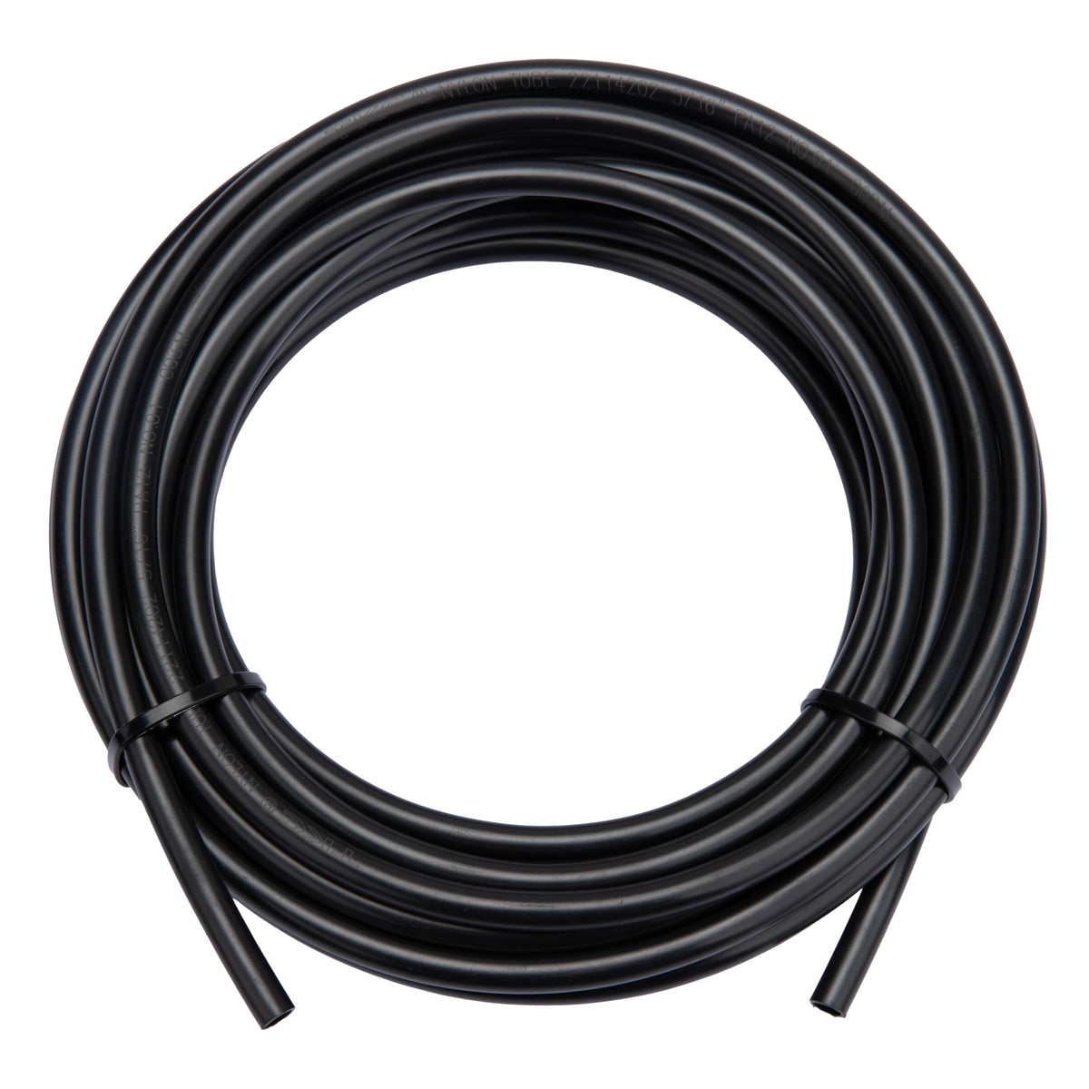 ZTTM fuel line front view showing full 25ft coil and label, compact storage benefit