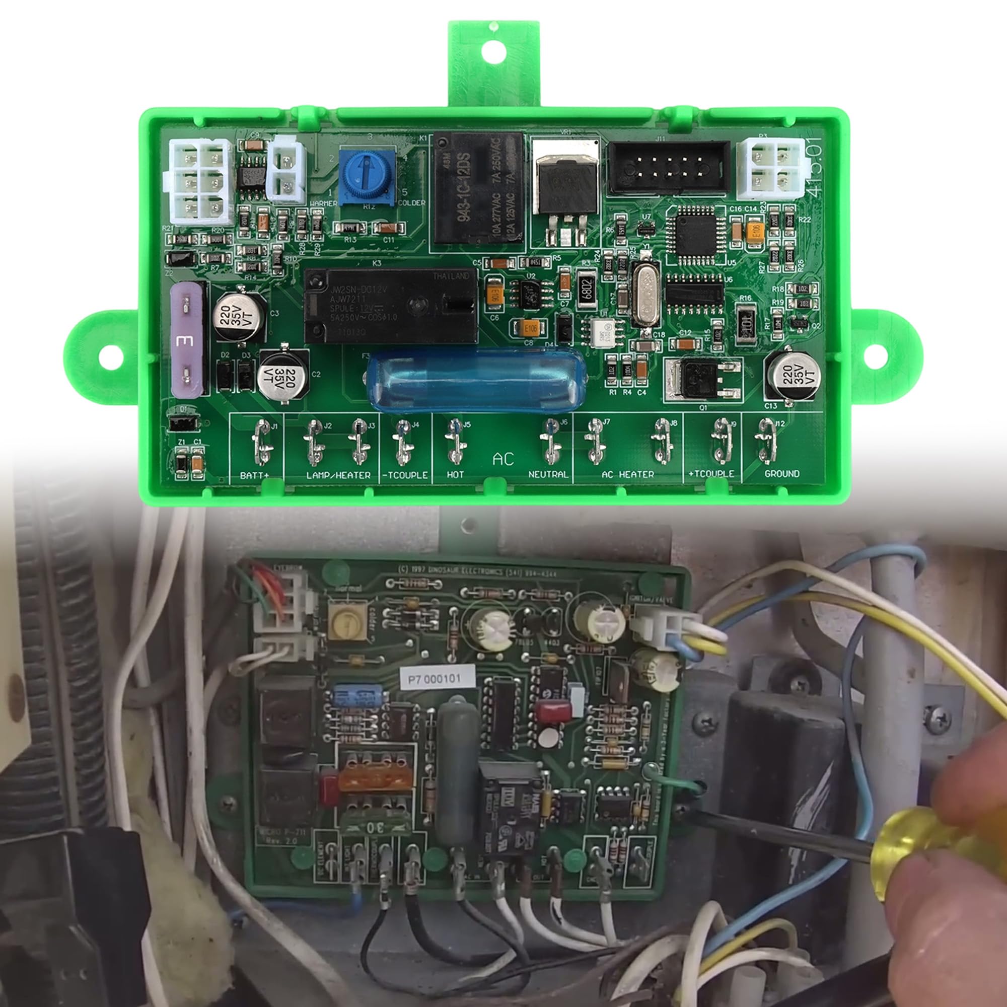 ZUDZUW front view of replacement board showing layout and reliable control