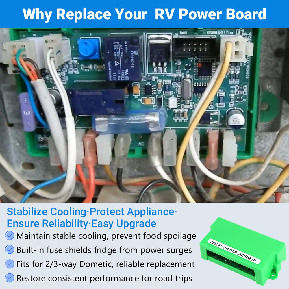 ZUDZUW board installed in RV fridge showing restored control functions
