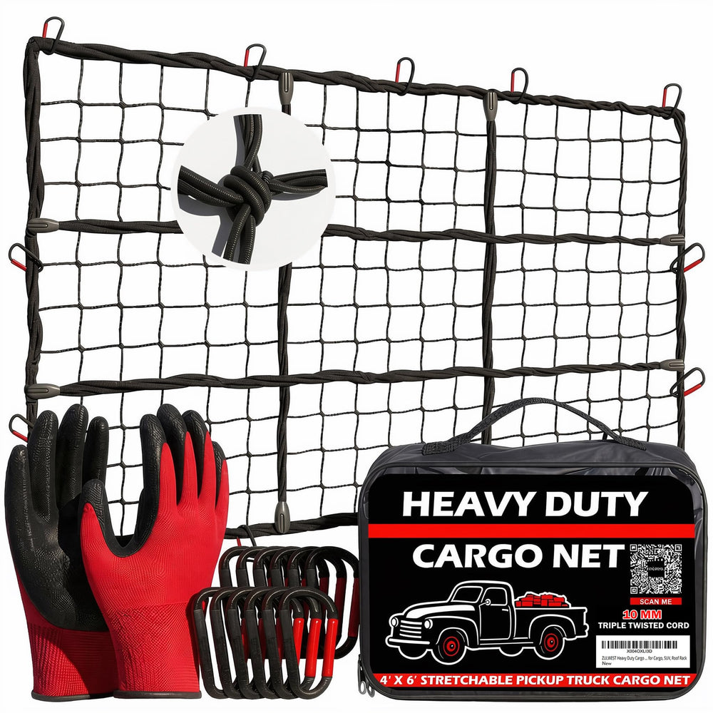 ZULWEST unfurled net next to measuring tape illustrating size and stretch range