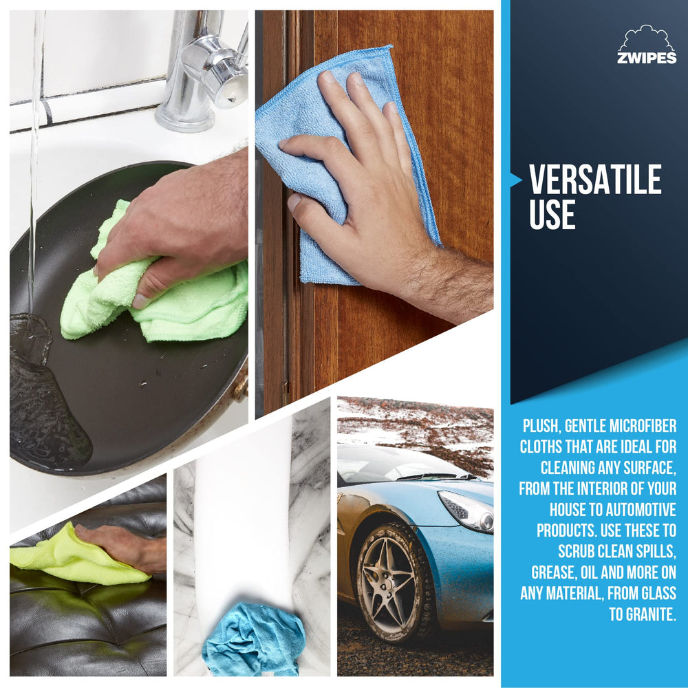 Zwipes towel in hand showing 12x16 scale for easy handling