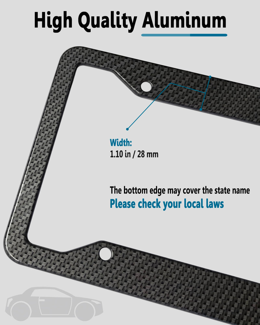 ZXFOOG rear view frame highlighting mounting holes and solid aluminum protection