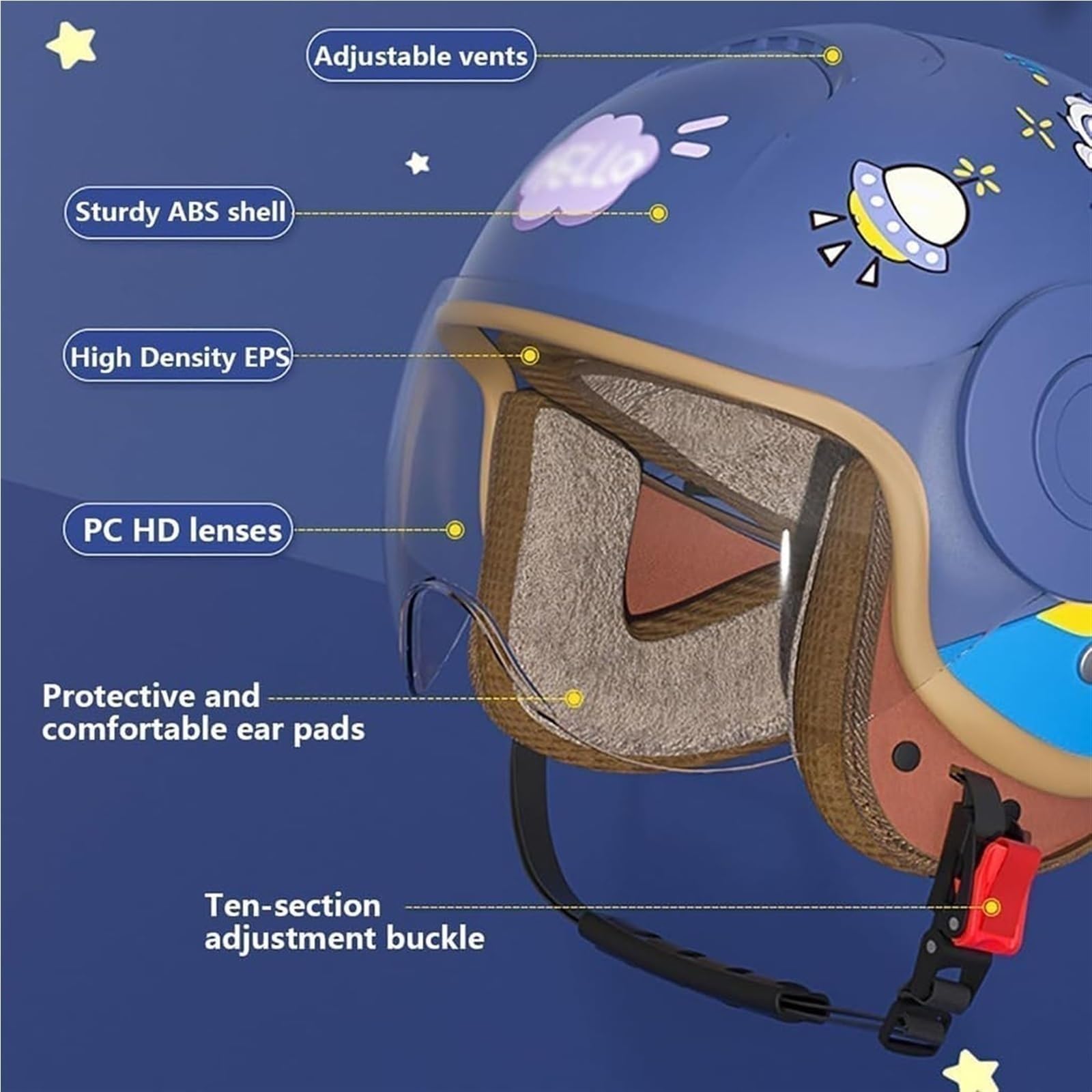 ZXKWFL side profile of helmet showing vintage styling and secure fit