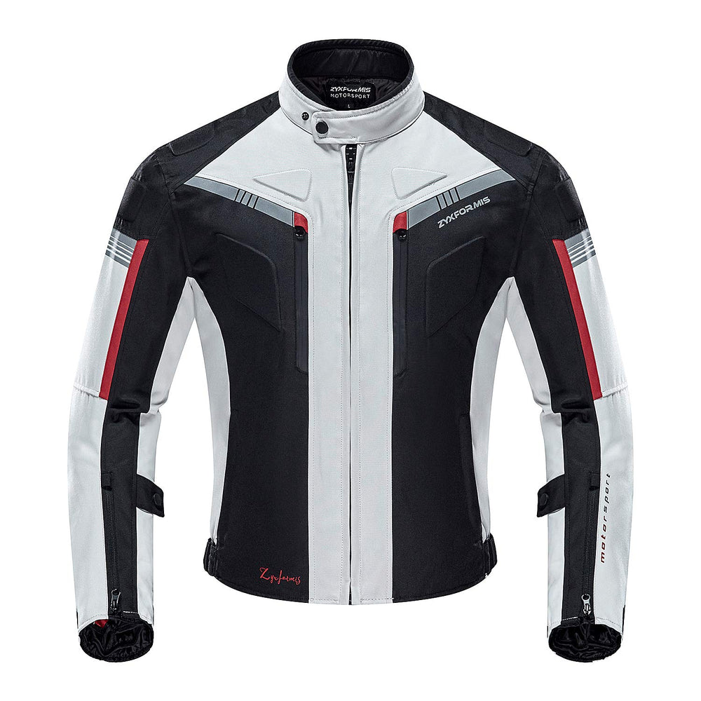 Zyxformis front view jacket showing fit and pocket layout for secure storage